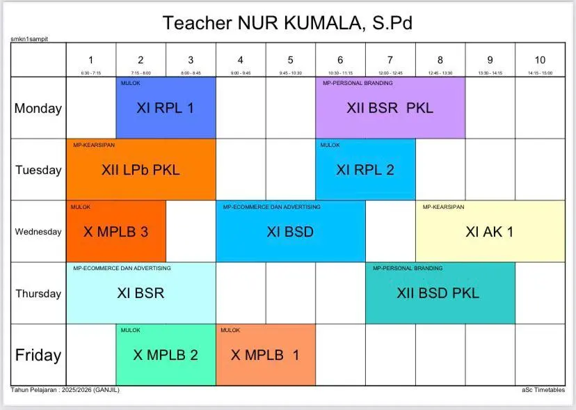 Jadwal Mengajar
