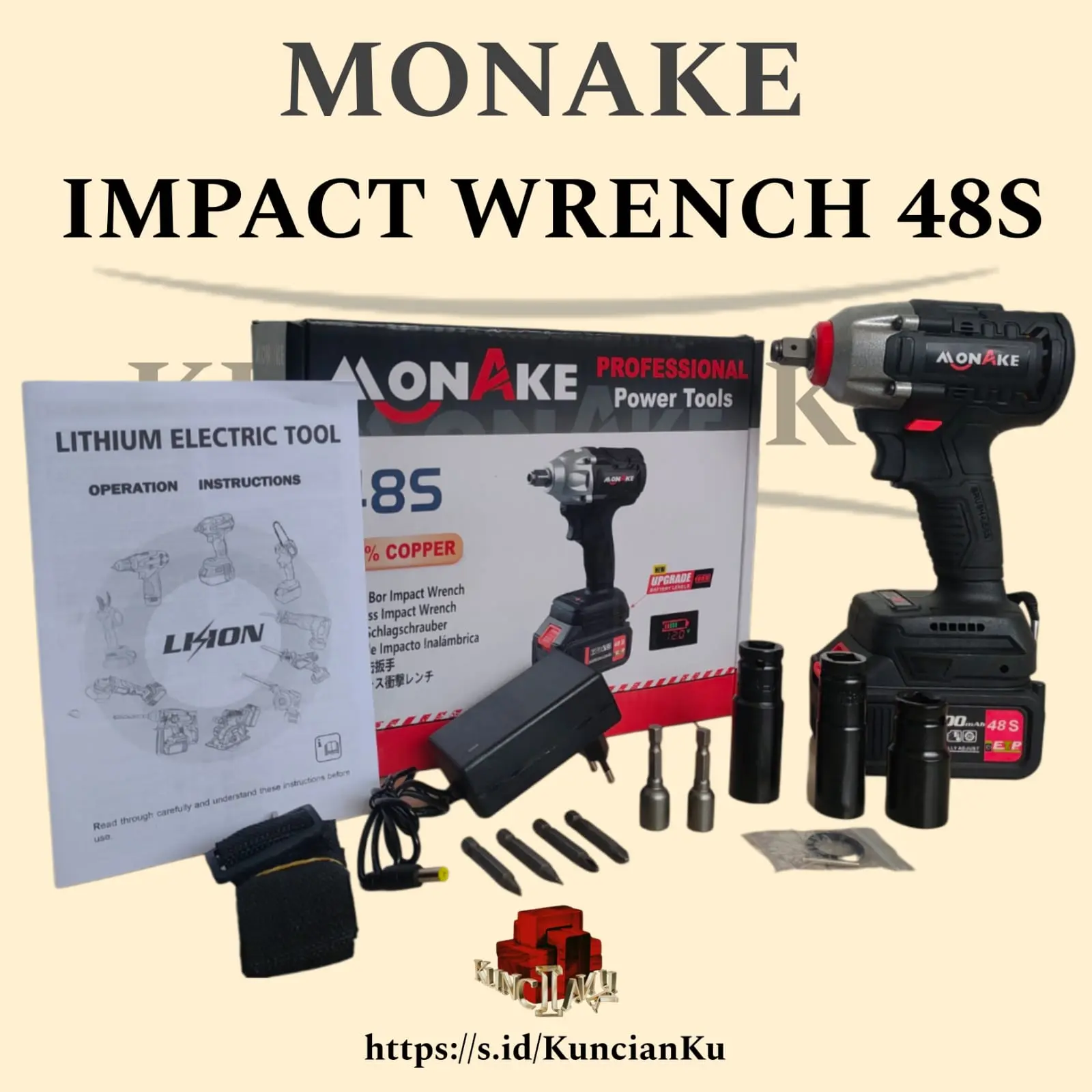 MONAKE - IMPACT WRENCH  (330 N.m) CORDLESS