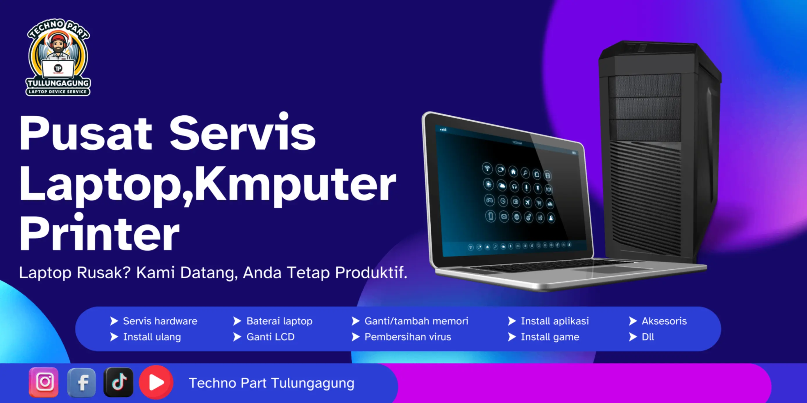 Techno Part tulungagung  📱 Servis Terpercaya untuk Semua Produk laptop Anda! 🍎  Solusi Cepat, Tepat, dan Profesional laptop anda