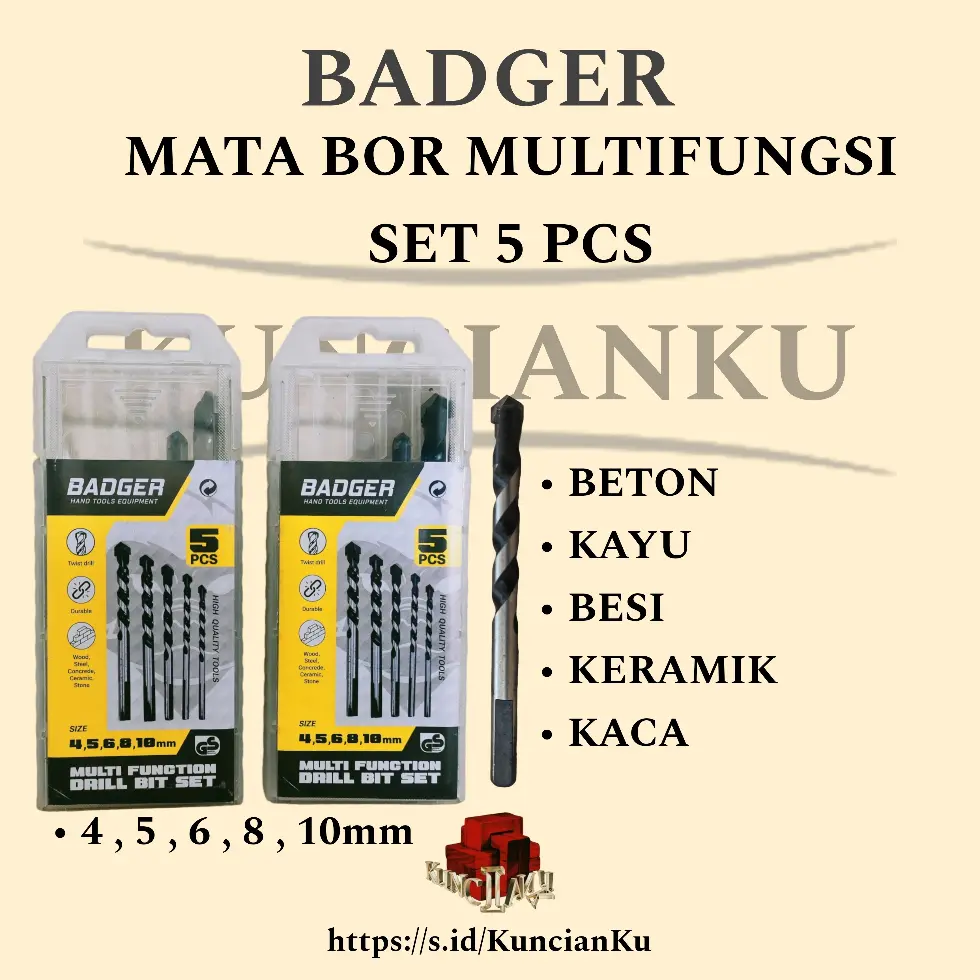 BADGER - MATA BOR SET MULTIFUNGSI (4 , 5 ,6 ,8 10mm)