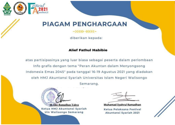 Penghargaan Info Grafik Desain yang Diberikan Oleh HMJ Akuntansi Syariah UIN Walisongo Semarang