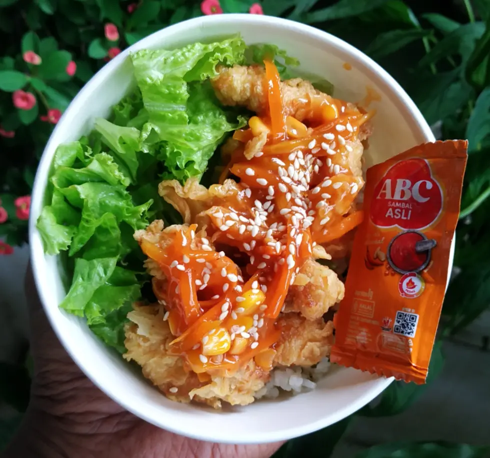 Nasi Daun Jeruk Ayam Popcorn