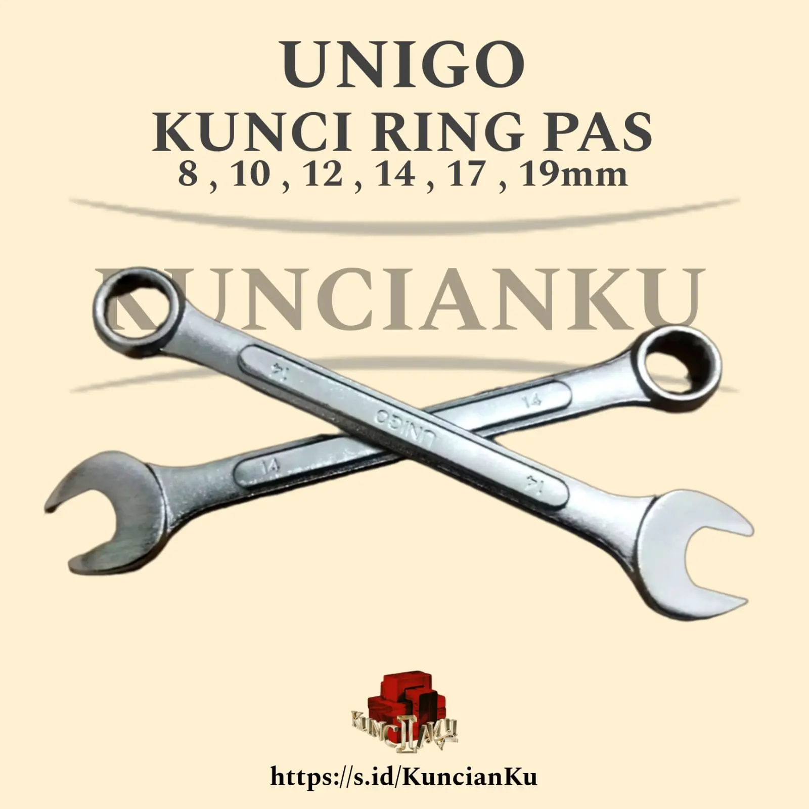 AKIO - KUNCI RING PAS 8 , 10 , 12 , 14 , 17 , 19 , 22 MM