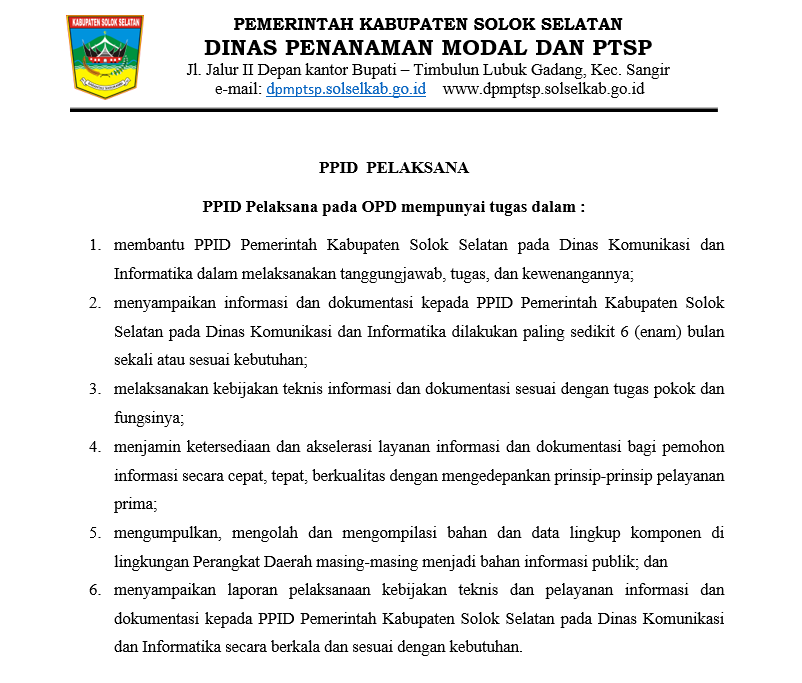 Tugas PPID Pelaksana