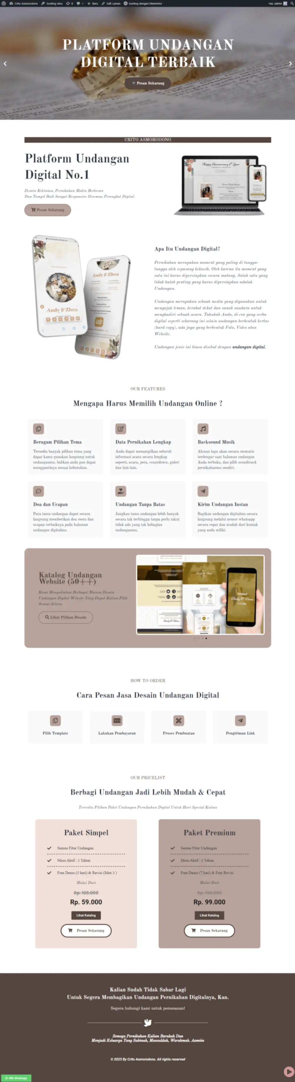 I created a digital wedding invitation platform with WeddingPress—that features elegant templates,  online RSVP, photo galleries, and more.